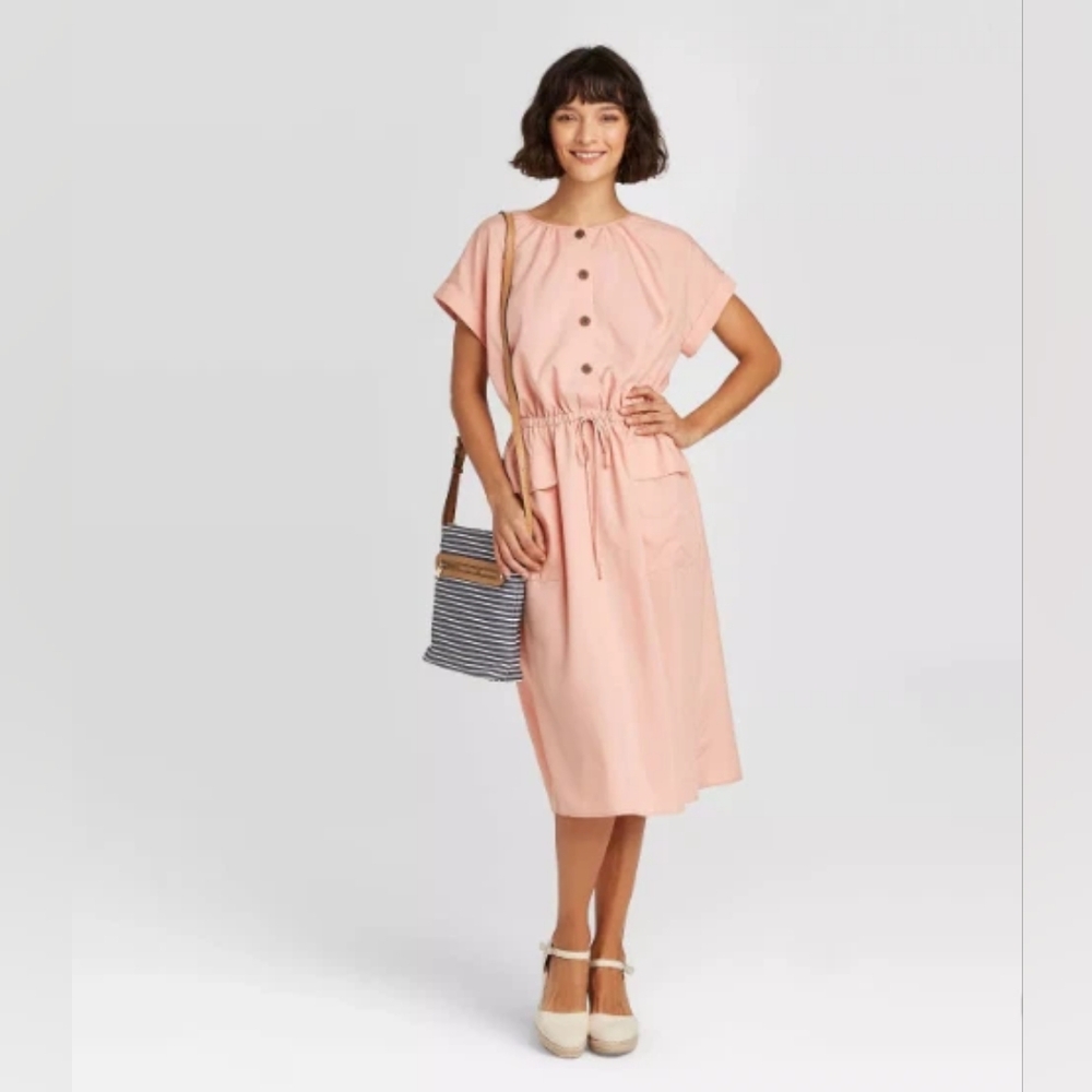 a new day Peach Midi Dress